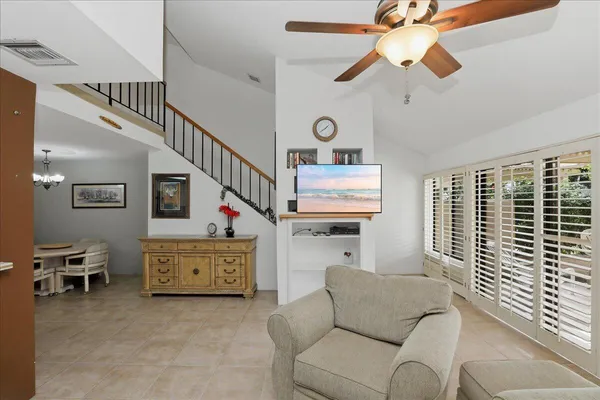 a living room with furniture