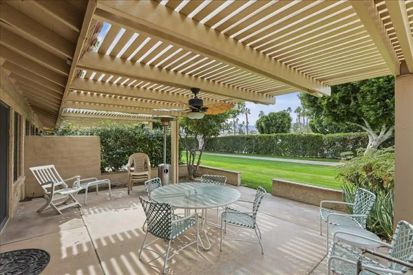 a patio with garden and patio