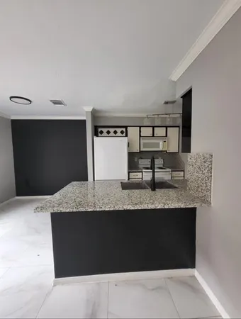 a view of a kitchen counter top space
