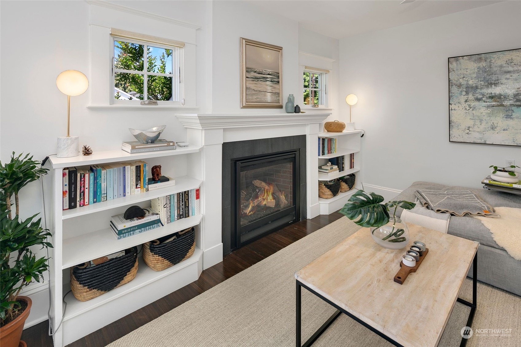 3244 Walnut Avenue Southwest Seattle, WA 98116 - Photo 5 of 40 a living room with furniture and a fireplace