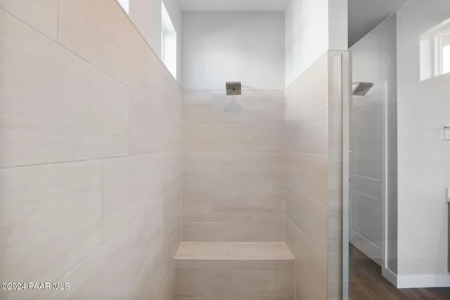 a close up of a shower