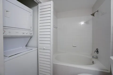 a bathroom with a bathtub
