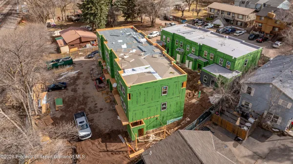 a city view with tall buildings