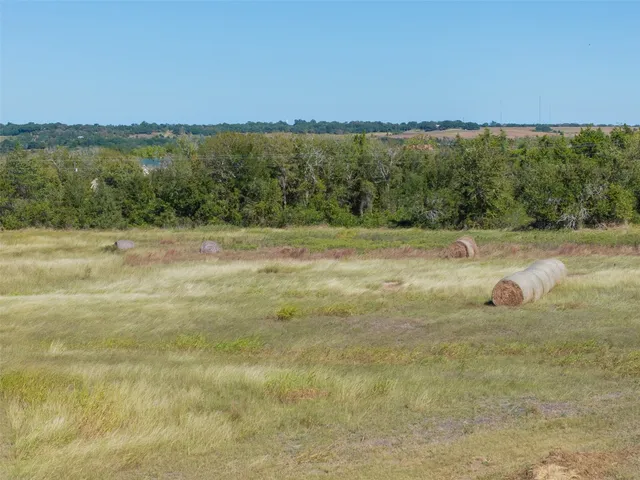 a view of a field with an ocean