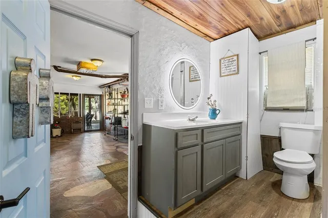 a building outdoor space with patio furniture