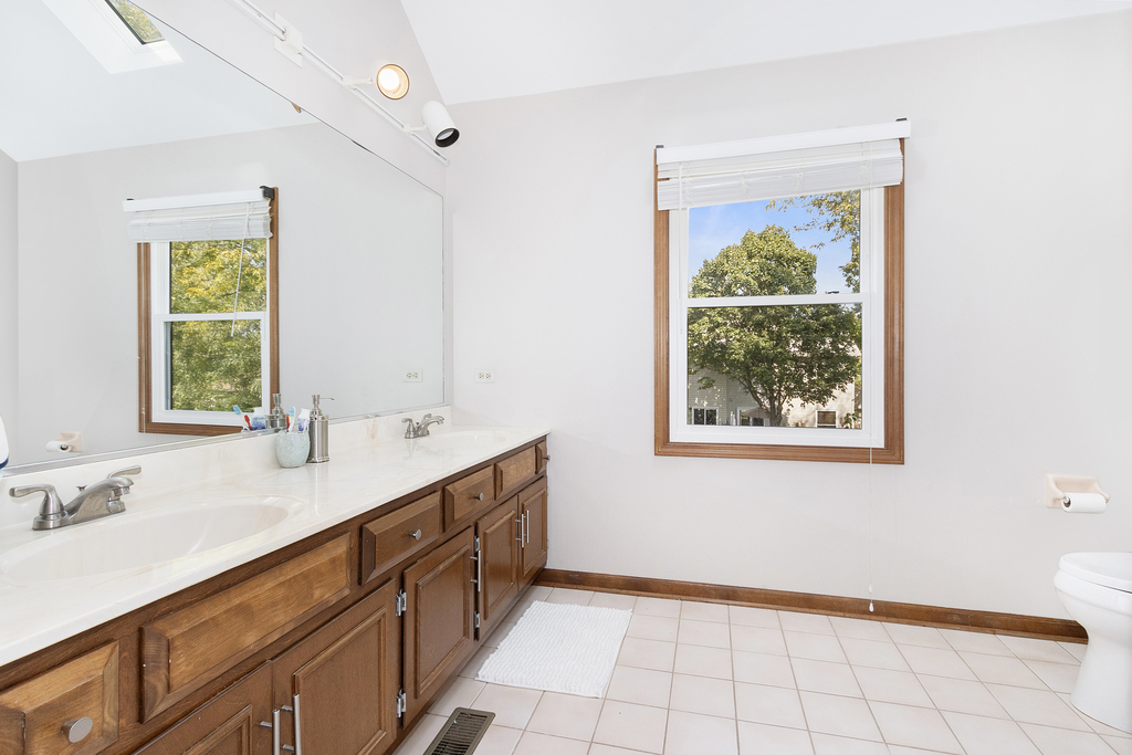 1712 Mundelein Road Naperville, IL 60565 - Photo 25 of 42 a spacious bathroom with a double vanity sink a mirror and a shower