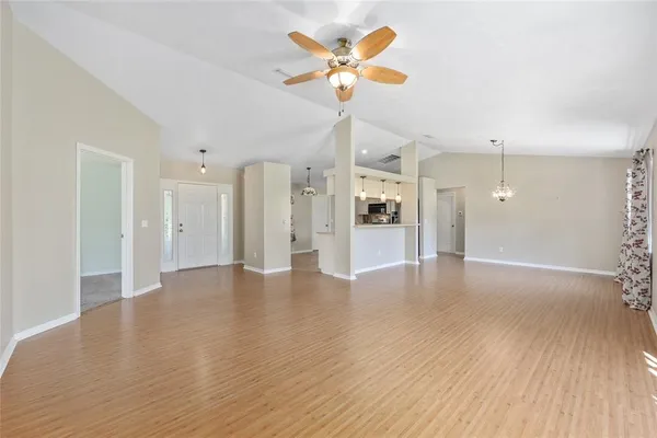 a view of a livingroom with a staircase