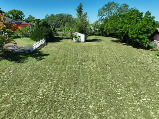 a large green field with lots of bushes
