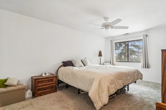a view of a livingroom with furniture and closet