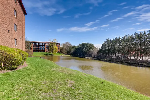 a view of a lake with houses