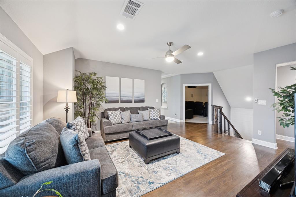 7121 Calypso Lane Frisco, TX 75036 - Photo 27 of 40 a living room with furniture and a wooden floor