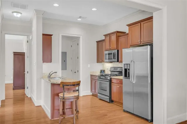 a view of balcony with furniture