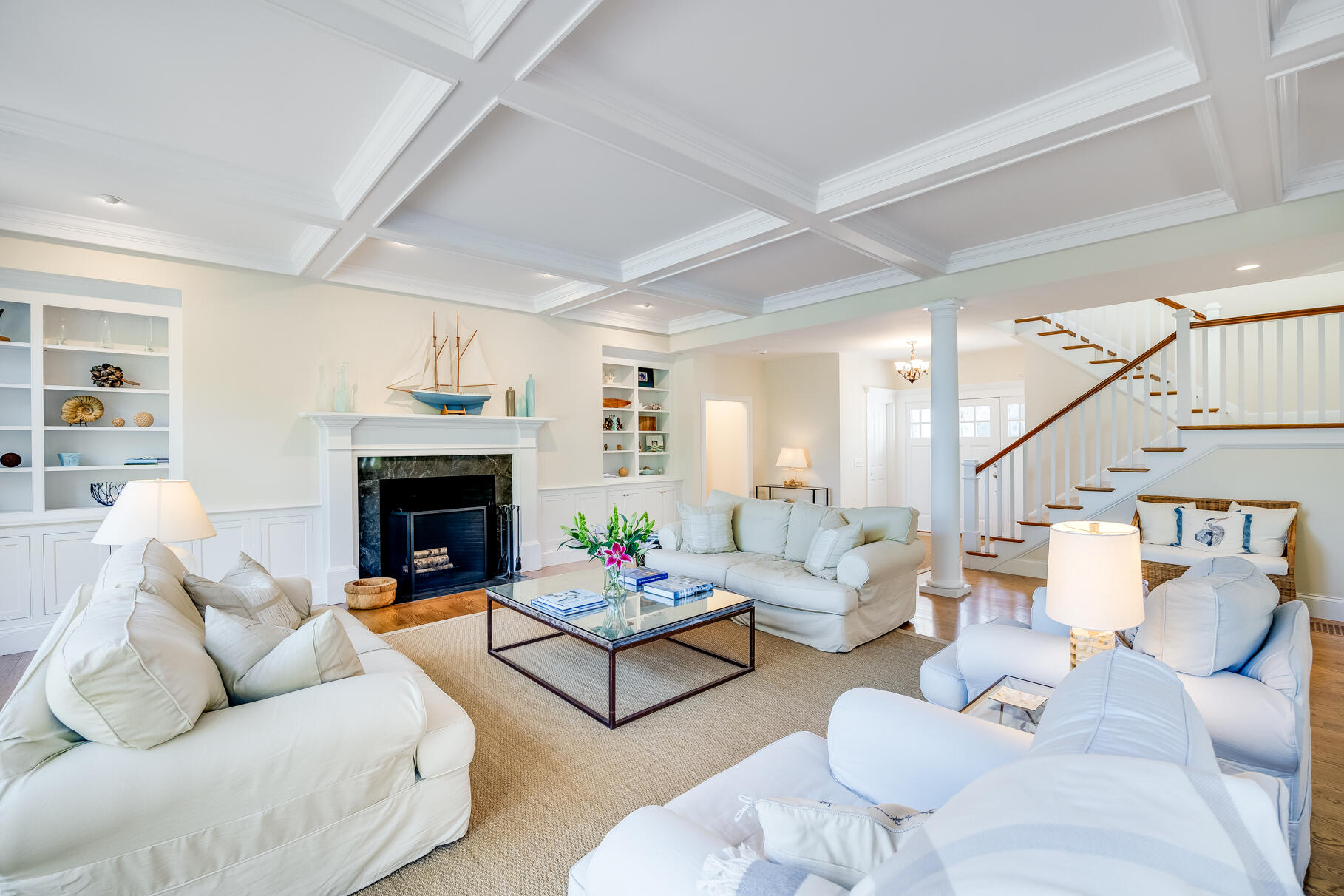 335 Stage Island Road Chatham, MA 02633 - Photo 17 of 71 Living Room Coffered Ceiling