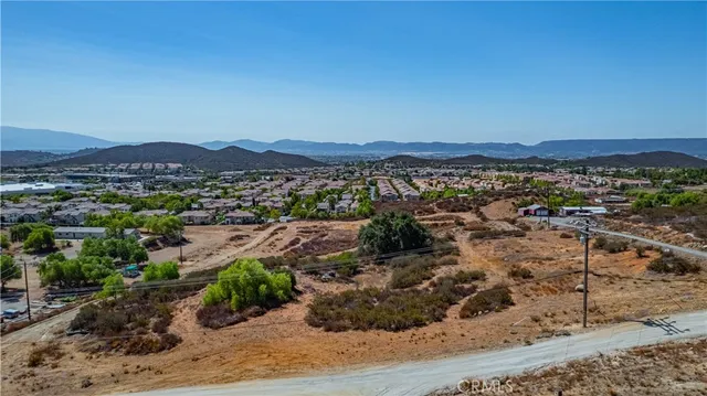 a view of a city with mountain