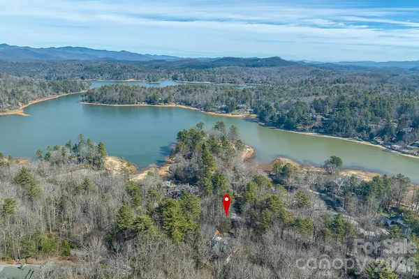 an aerial view of a houses with lake view