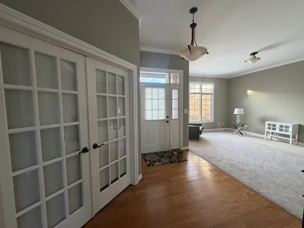 a large room with windows
