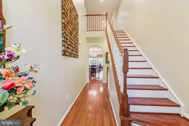 a view of entryway with wooden floor