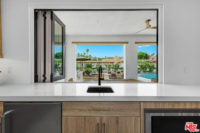 a view of a sink and window