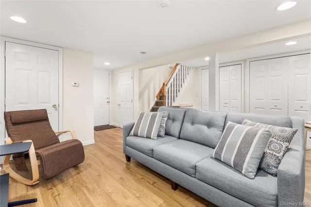 a living room with furniture and a couch