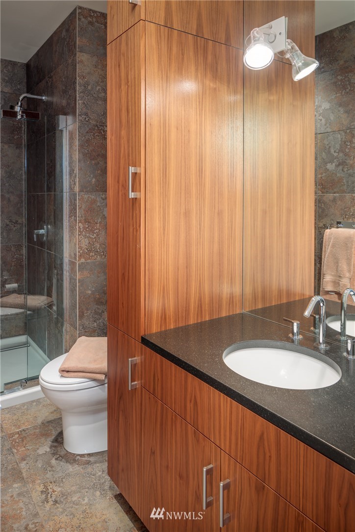 209 Hodgson Road Lopez Island, WA 98261 - Photo 16 of 20 a bathroom with a sink a toilet and shower