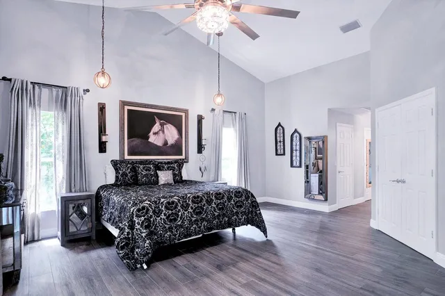 a bathroom with a bathtub and shower