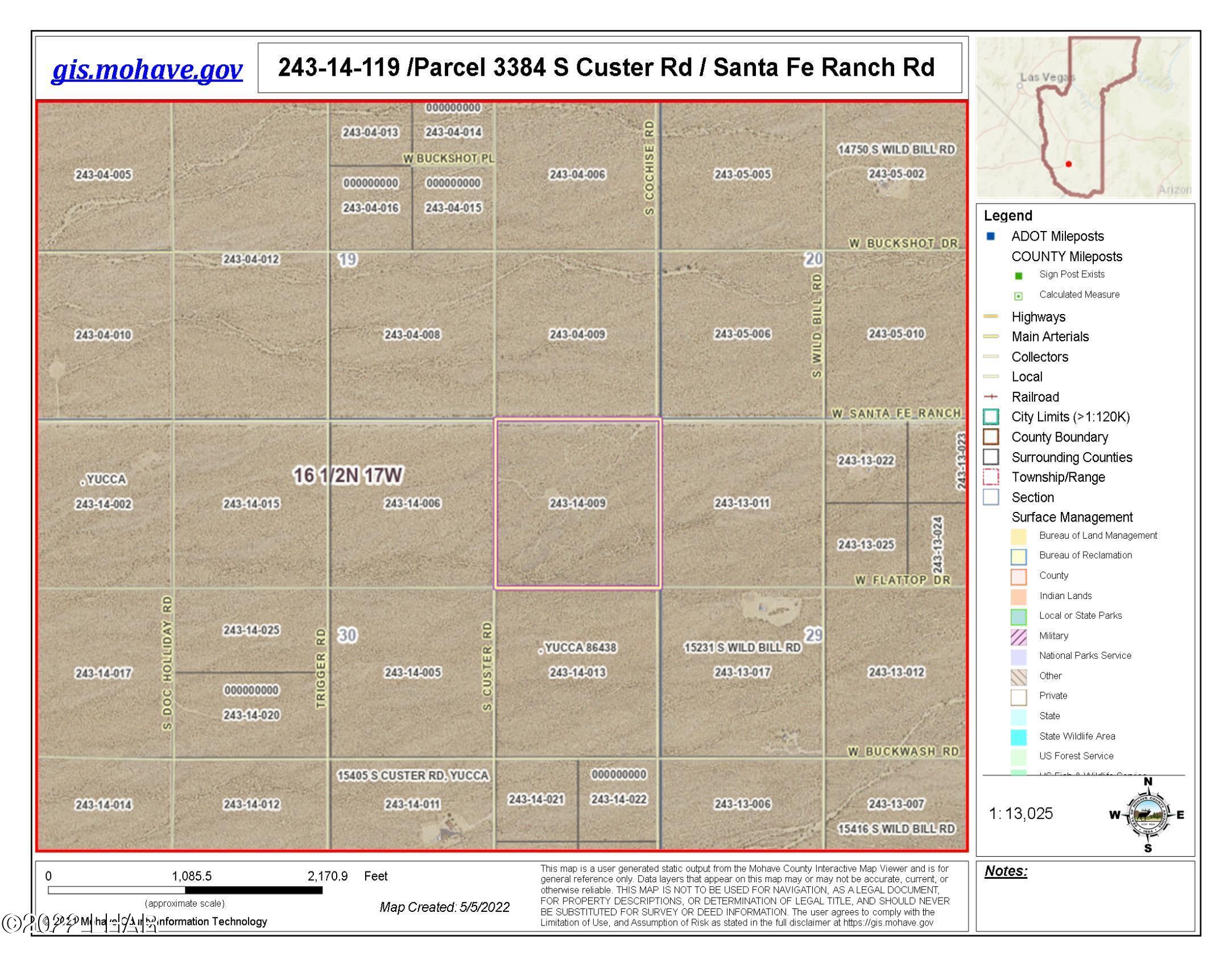 3384 South Custer Road Yucca, AZ 86438 - Photo 4 of 32 243-14-009 Map photo