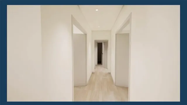 a bedroom with a bed and painting on the wall