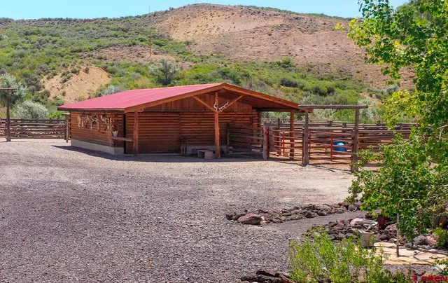 a view of an ocean and a building