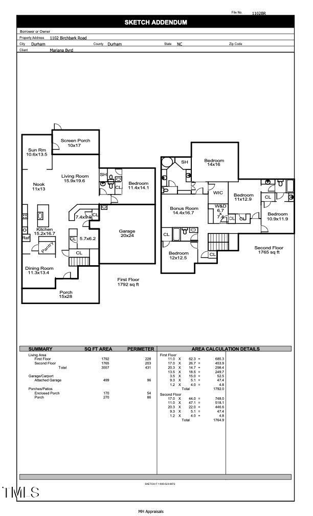 1102 Birchbark Road Durham, NC 27705 - Photo 57 of 57 Floor Plan