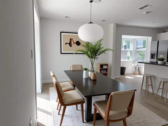 a dining room with furniture a window and a chandelier