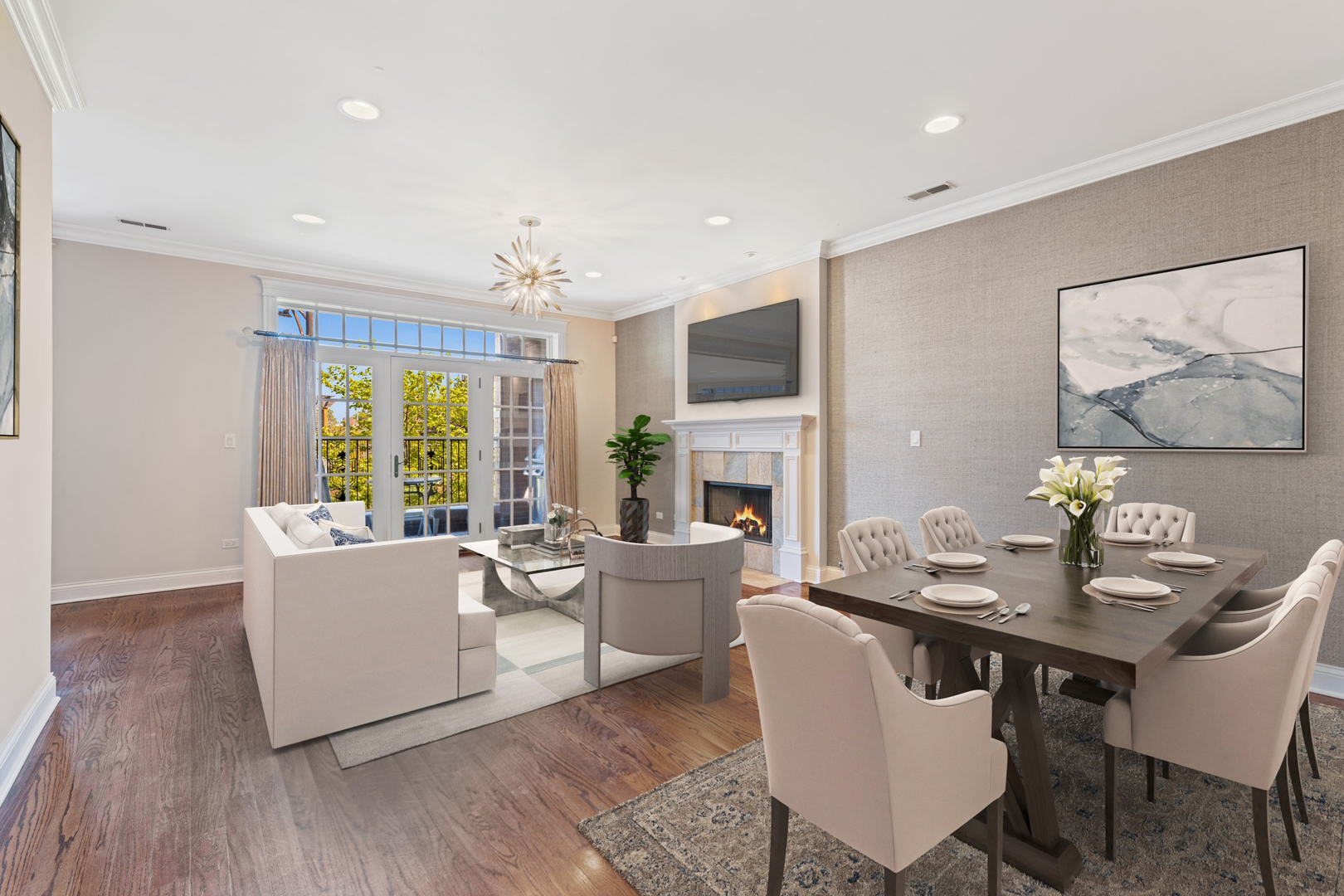 2620 North Racine Avenue, Unit 2S Chicago, IL 60614 - Photo 2 of 14 a living room with fireplace furniture and a large window