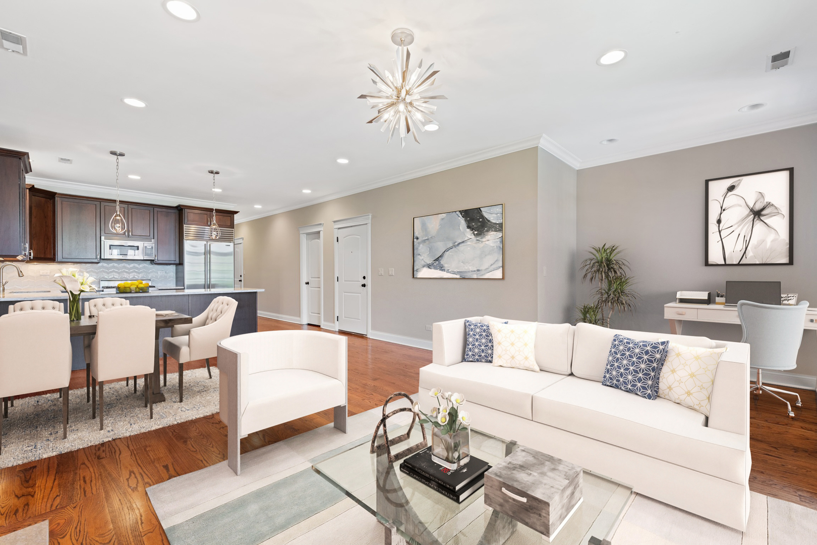 2620 North Racine Avenue, Unit 2S Chicago, IL 60614 - Photo 5 of 14 a living room with furniture and a wooden floor