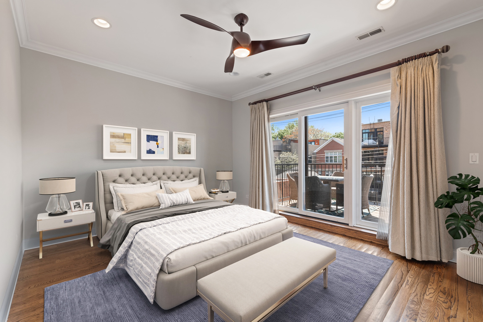 2620 North Racine Avenue, Unit 2S Chicago, IL 60614 - Photo 10 of 14 a bedroom with a large bed and a large window