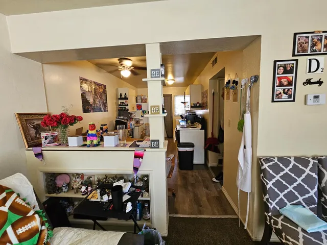 a room with furniture and a window