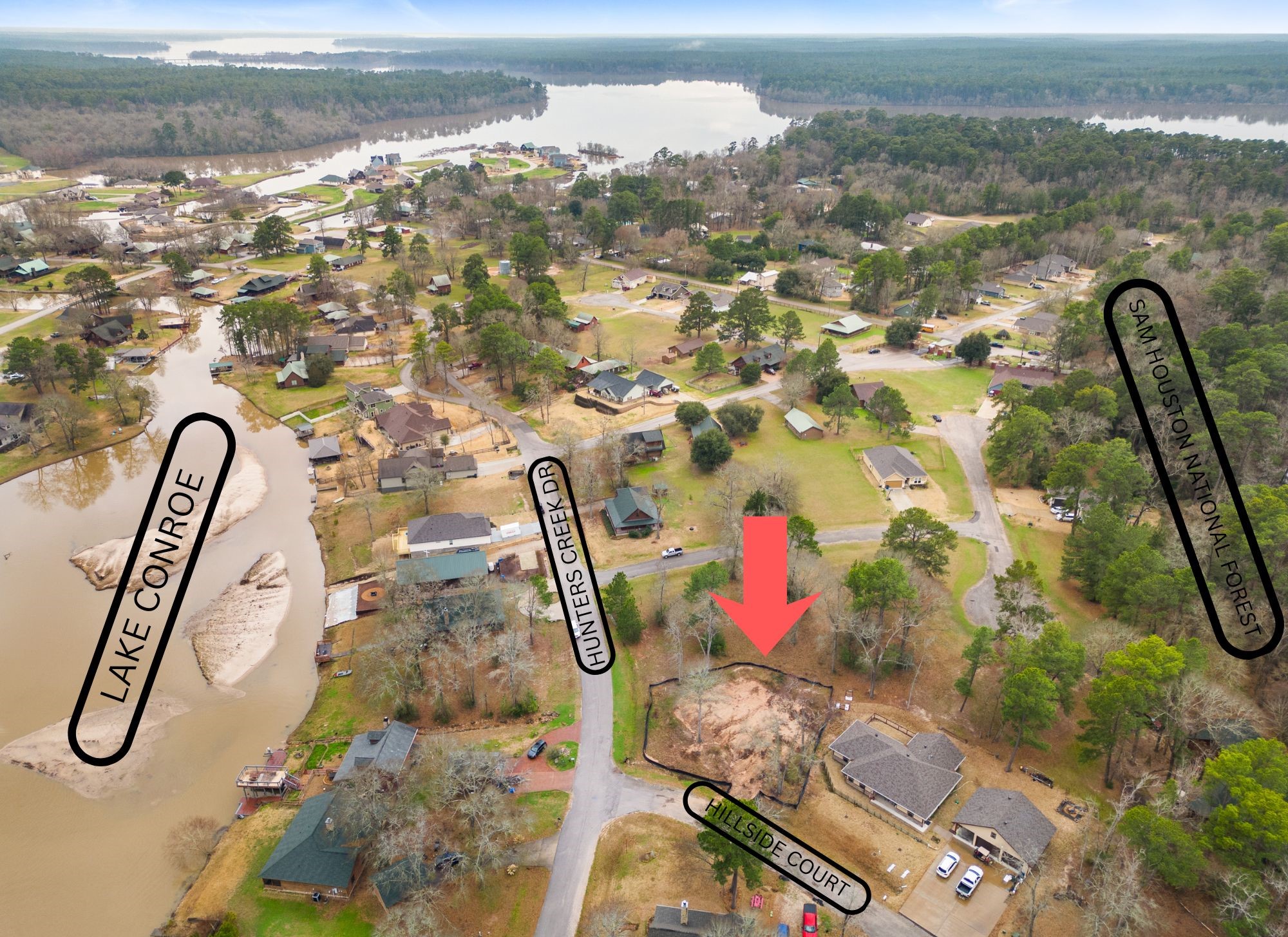 an aerial view of a house