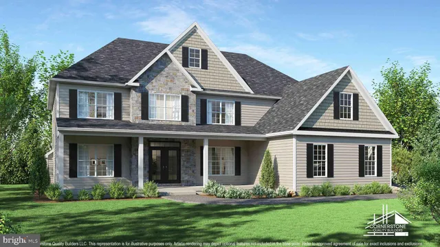 front view of a house with a yard