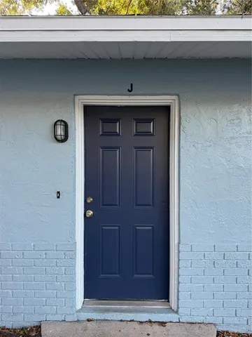 a view of wooden door