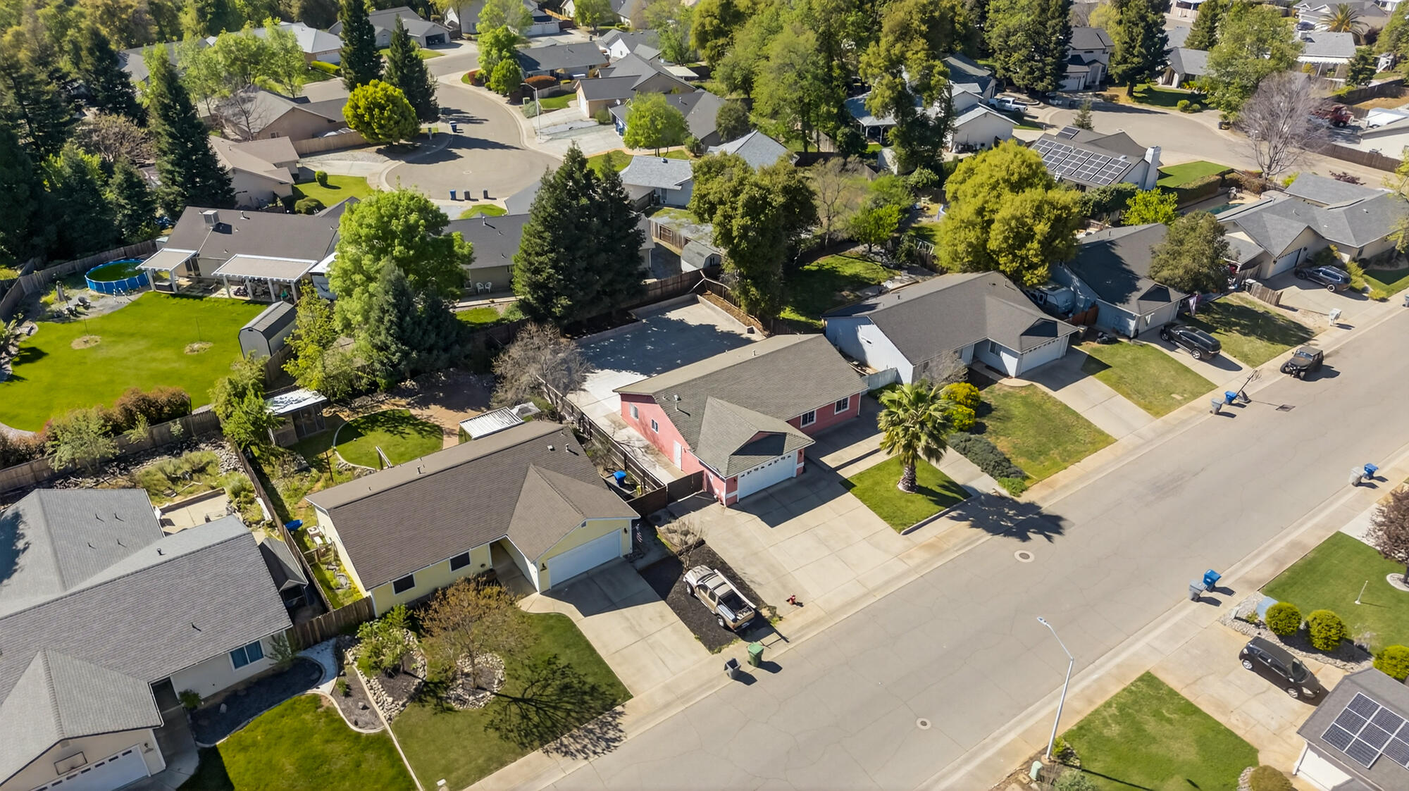 3360 Lawrence Road Redding, CA 96002 - Photo 42 of 43 an aerial view of residential house with outdoor space and swimming pool