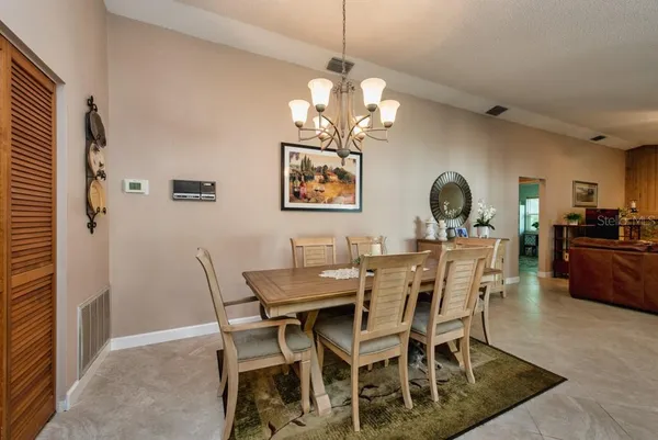 a view of a dining room and livingroom view