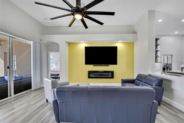 a living room with furniture