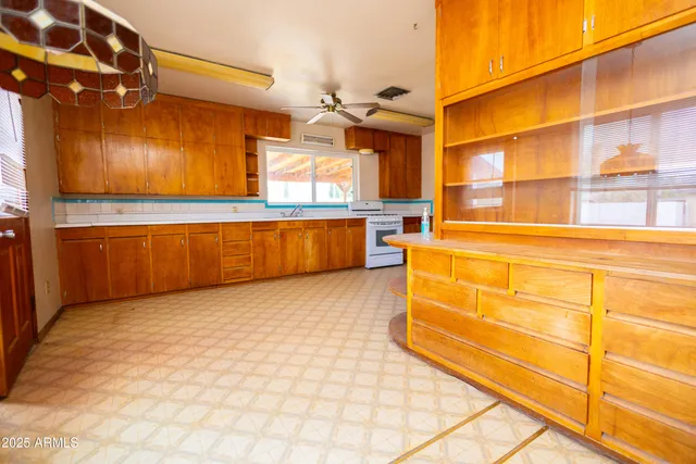 a view of a kitchen with a stove
