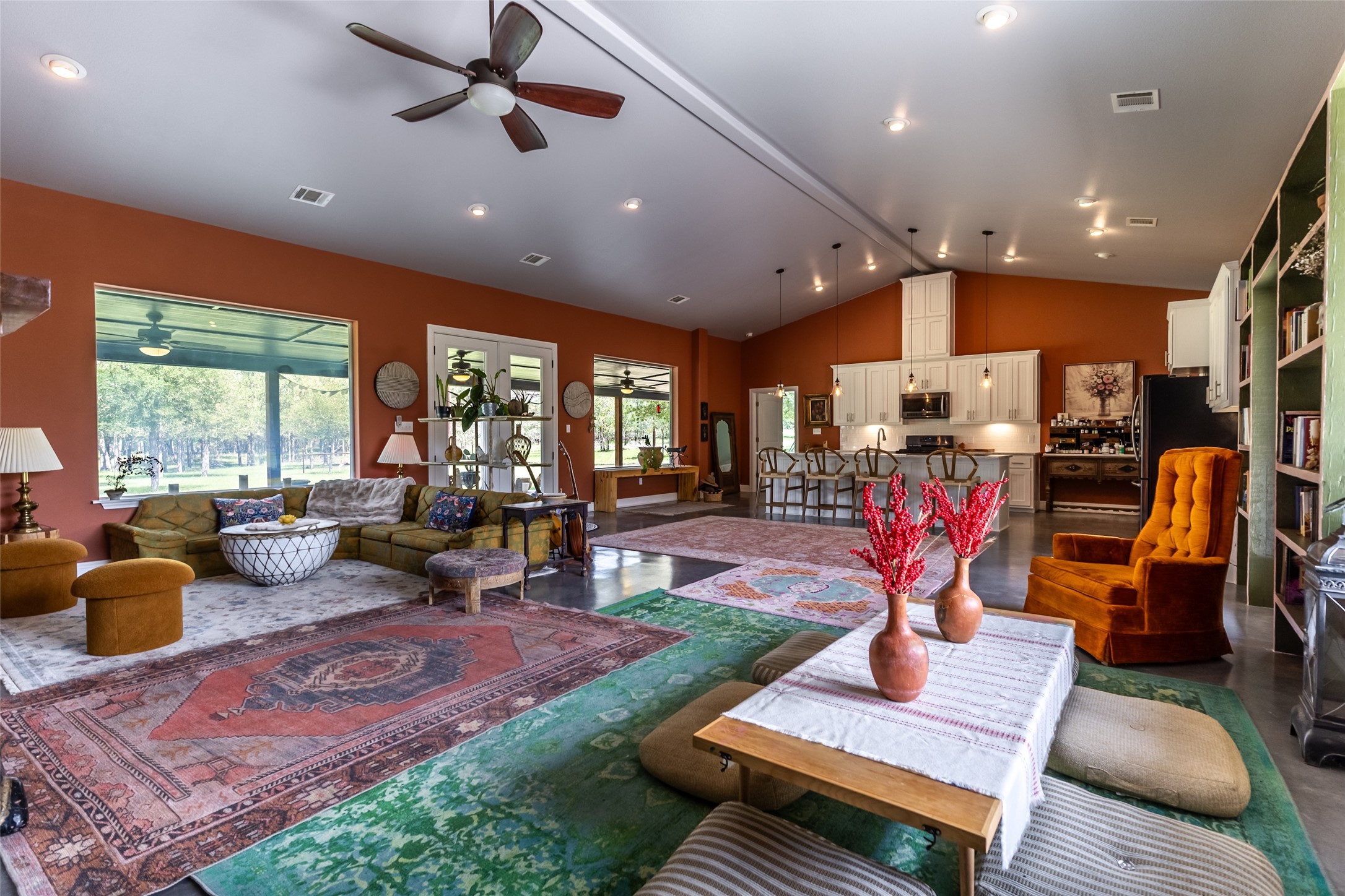 4082 Old Colony Line Road Lockhart, TX 78644 - Photo 13 of 40 An open concept living area boasts soaring ceilings and an abundance of natural light.
