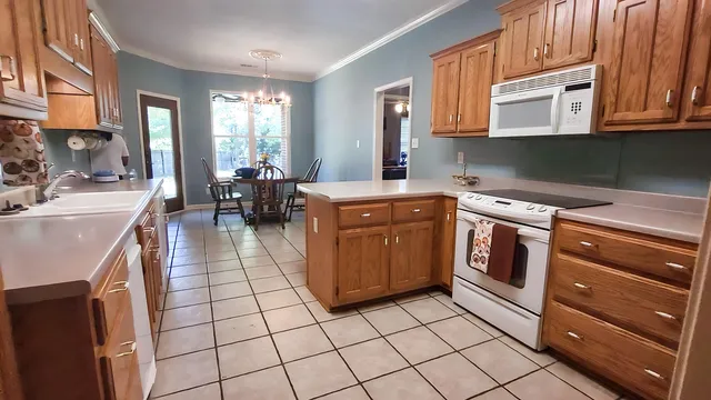a kitchen with a cabinets and counter space
