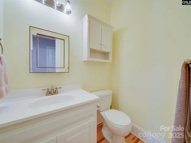 a bathroom with a toilet a sink and mirror