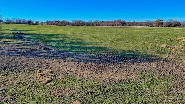 a view of a field with an ocean view