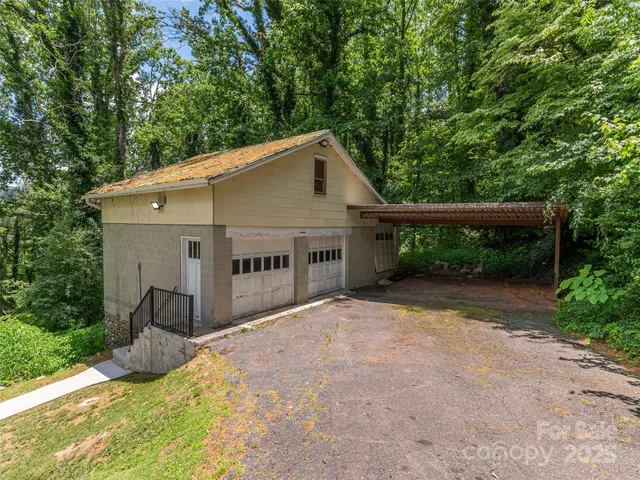 a view of a park with trees
