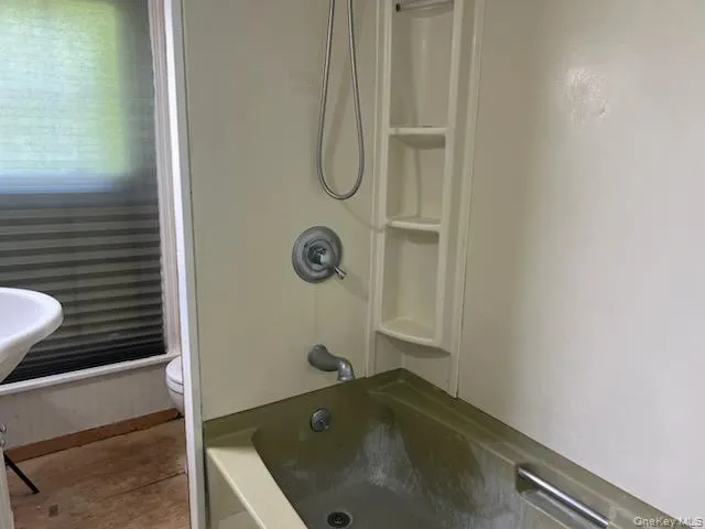 a bathroom with a tub