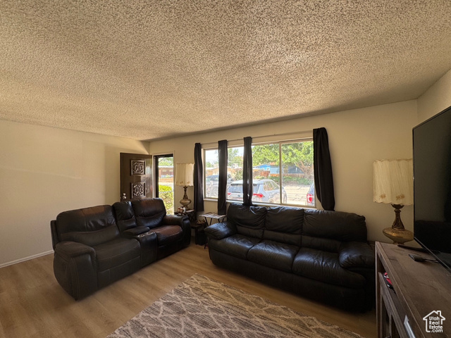 527 Palisade Drive Moab, UT 84532 - Photo 10 of 51 Living room with new floors and a textured ceiling