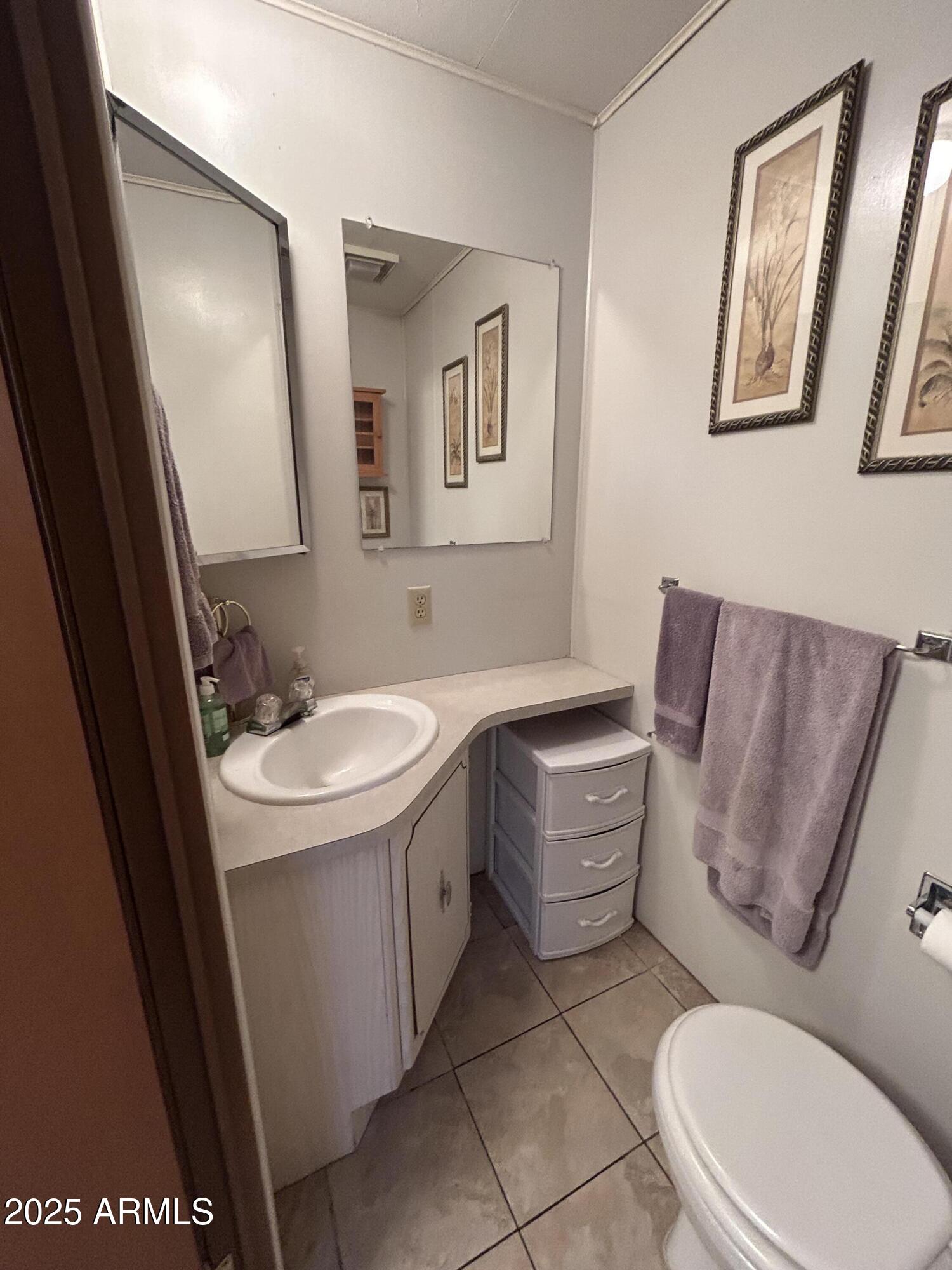 10220 East Apache Trail, Unit 28 Apache Junction, AZ 85120 - Photo 13 of 18 a bathroom with a toilet sink and mirror