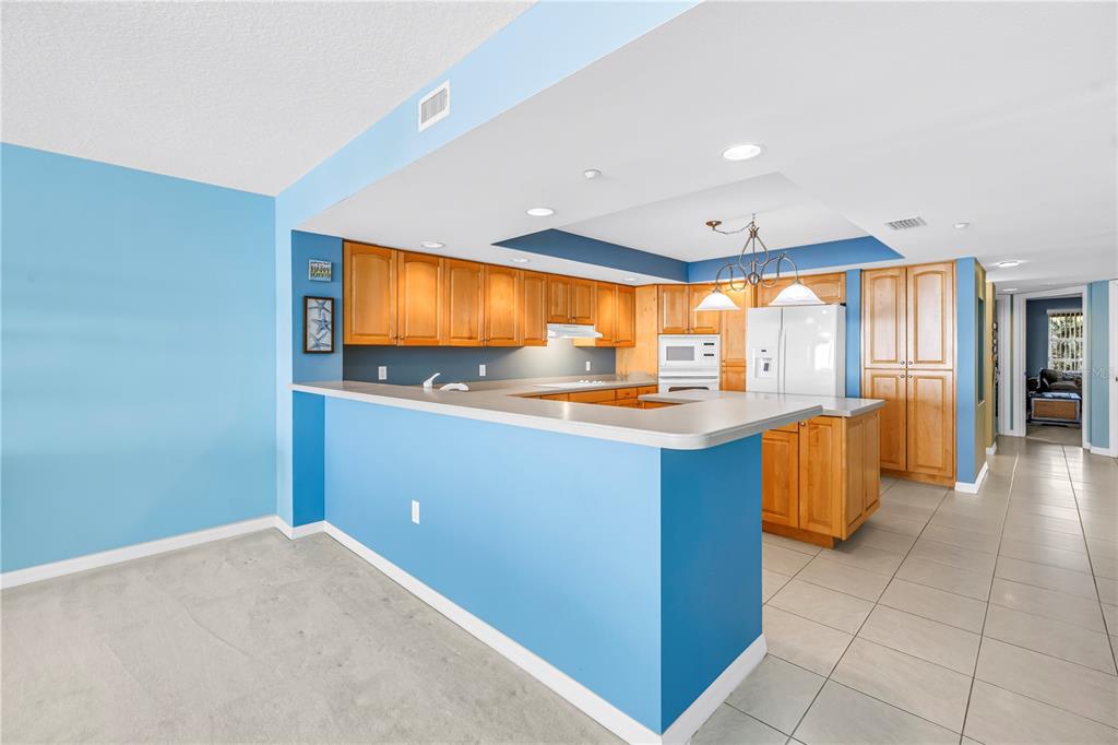 16326 Gulf Boulevard, Unit 308 Redington Beach, FL 33708 - Photo 10 of 44 a kitchen with stainless steel appliances granite countertop a sink and a view of living room